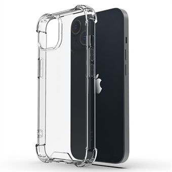 Voor iPhone 14 6.1 inch Vier Hoeken Drop-proof Transparante Zachte TPU Frame Acryl Achterkant Telefoon Case: