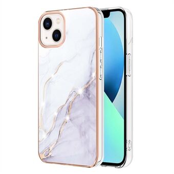 Voor iPhone 14 6.1 inch YB IMD Serie-2 IMD Marmer Patroon Anti-drop TPU Case Galvaniseren Beschermende Telefoon Cover: