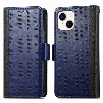 Voor iPhone 14 6.1 inch Cross Rhombus Bedrukt Dual Magnetische Sluiting Telefoon Case PU Lederen Portemonnee Stand Cover: