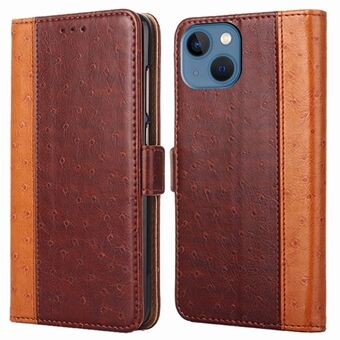 Voor iPhone 14 6.1 inch Struisvogel Textuur Magnetische Close Flip Folio Case Wallet Stand Volledige Dekking PU Leer + TPU Innerlijke Shell
