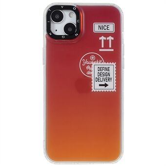Valbestendig telefoonhoesje voor iPhone 14 6.1 inch, laser IMD-patroon bedrukt acryl + TPU mobiele telefoon achterkant