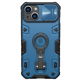 NILLKIN CamShield Armor Pro PC + TPU Case voor iPhone 14, Slide Lens Protection Tyre Texture Kickstand Phone Cover