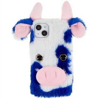 Voor iPhone 14 Cute Milk Cow Ear Winter Furry Soft TPU Case Collision Resistant Winter Phone Protective Shell