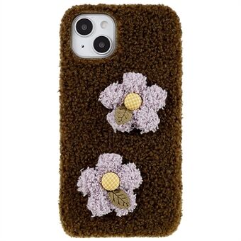 Voor iPhone 14 Flower Decor Fluffy Soft TPU-telefoonhoes Warme beschermende achterkant