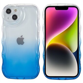 Voor iPhone 14 Gradiënt Kleurrijk Ontwerp Telefoonhoes Golfvormige Edge Luchtbumper Kussen Valbestendig TPU Cover