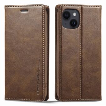 LC.IMEEKE Voor iPhone 14 RFID Blocking Stand Wallet Case PU Leather Magnetic Auto-absorbed Protective Phone Cover