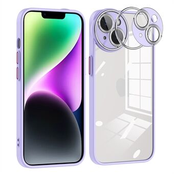 Voor iPhone 14 Big Eyes-serie Precise Cutout Glass Lens Protector Phone Case Transparant PC Back + TPU Frame Cover