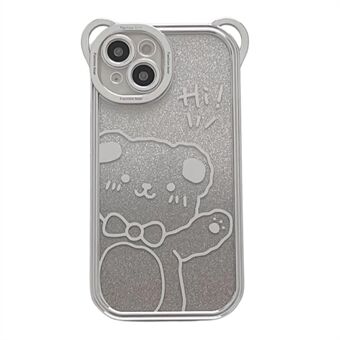 Voor iPhone 14 schattige beer galvaniseren schokbestendig telefoonhoesje gradiënt glitter zachte TPU beschermhoes