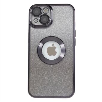 Galvaniseren Glitter TPU Cover voor iPhone 14, CD Vein Logo Hole Telefoonhoes met cameralensbeschermer