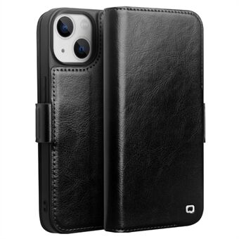 QIALINO Voor iPhone 14 Echt Koe Lederen Folio Wallet Case Stand Magnetische Flip Telefoon Cover