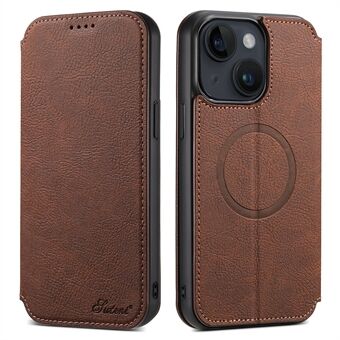 SUTENI J06 Voor iPhone 14 Magnetische Auto-closing Wallet Telefoon Cover Stand Leather Phone Case Compatibel met MagSafe