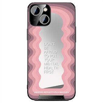 IM-CHEN Voor iPhone 14 Inspirational Word Mirror Phone Case Anti-drop TPU Cover met uittrekbare standaard