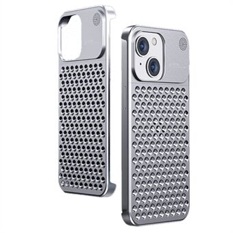 Warmteafvoer aluminiumlegering + siliconen hoesje voor iPhone 14, mobiele telefoonhoes met hol gat