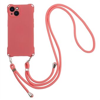Telefoonhoesje voor iPhone 14 Vierhoekig verdikt schokbestendig TPU-telefoonhoesje met hangend touw