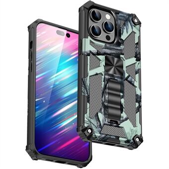 Voor iPhone 14 Pro 6.1 inch Anti-drop Militaire Grade Camouflage Kickstand Telefoon Case PC + TPU Scratch Mobiel Cover