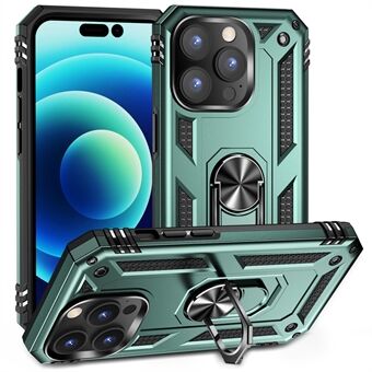 Voor iPhone 14 Pro 6.1 inch Soft TPU + Hard PC Shockproof Phone Case Kickstand Cover met Car Mount Metal Sheet: