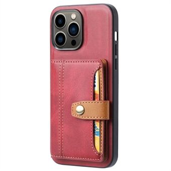 Voor iPhone 14 Pro 6.1 inch PU Leer Gecoat TPU Case Card Slot Houder Kickstand Magnetische Telefoon Cover: