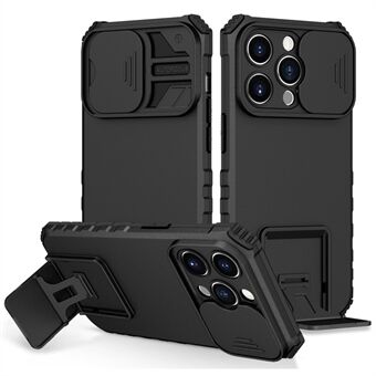 Mobiele Telefoon Shell voor iPhone 14 Pro 6.1 inch, Stabiele Kickstand PC + TPU Slide Camera Bescherming Anti- Scratch Telefoon Case