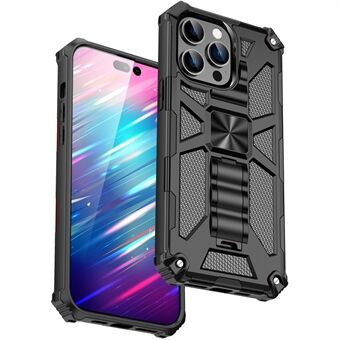 Voor iPhone 14 Pro 6.1 inch PC + TPU Shockproof Armor Cover Magnetische Beugel Anti-fall Kickstand Phone Cover: