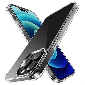 Voor iPhone 14 Pro 6,1 inch transparante TPU + pc valbestendige telefoonhoes met metalen galvaniseerknop