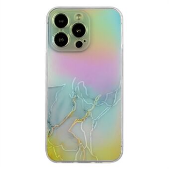 Voor iPhone 14 Pro 6.1 inch Marmeren Patroon Kleurrijke Laser Embossing Telefoon Achterkant TPU Drop-proof Case: