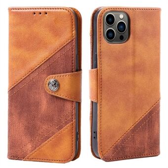 Stand Wallet Phone Cover voor iPhone 14 Pro 6,1 inch, Crazy Horse Texture Splicing PU Leather Folio Flip Case