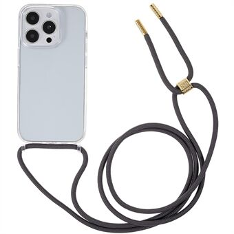 Voor iPhone 14 Pro 6.1 inch TPU + Acryl Transparante Achterkant slijtvaste Anti-val Telefoon Case met Verstelbare Lanyard