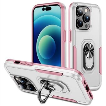 Defender Series voor iPhone 14 Pro 6,1 inch Ring Kickstand Design PC + TPU Phone Case Anti-drop Back Cover