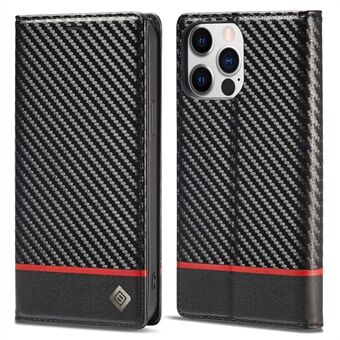 LC. IMEEKE voor iPhone 14 Pro 6.1 inch Koolstofvezel Textuur PU Leer Anti-drop Cover Magnetische Adsorptie Telefoon Portemonnee Stand Case