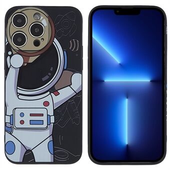 Voor iPhone 14 Pro 6.1 inch Astronaut Patroon Afdrukken Flexibele TPU Shockproof Cover Precieze Uitsparingen Telefoon Case: