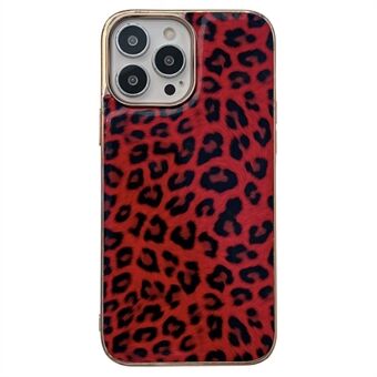 Voor iPhone 14 Pro 6.1 inch Lederen Gecoate TPU Case Galvaniseren Luipaard Patroon Anti-drop Bescherming Telefoon Cover: