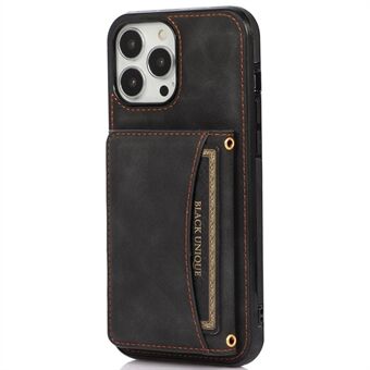 Voor iPhone 14 Pro 6.1 inch met leer gecoate TPU-telefoonbeschermer Opvouwbare portemonnee-ontwerp achterkant: