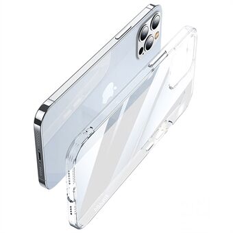 SULADA Crystal Series voor iPhone 14 6.1 inch PC + TPU Transparant Schokbestendig Anti-val Metalen Knop Ontwerp Telefoon Case Cover