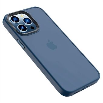 Voor iPhone 14 Pro Matte Telefoonhoes Metalen knop Skin-touch Hard PC Zachte TPU Airbag Schokbestendige beschermhoes