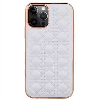 VIETAO Voor iPhone 14 Pro Shockproof Case Anti-Val Telefoon Case TPU + PU Leer Rotan Plaid Textuur galvaniseren Telefoon Cover