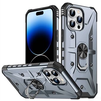 Voor iPhone 14 Pro Military Grade Ring Car Mount Kickstand Case Hybrid Hard PC Soft TPU schokbestendige beschermhoes