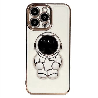 Voor iPhone 14 Pro Astronaut Vormige Kickstand TPU Cover 6D Galvaniseren Anti Scratch Telefoon Case Shell