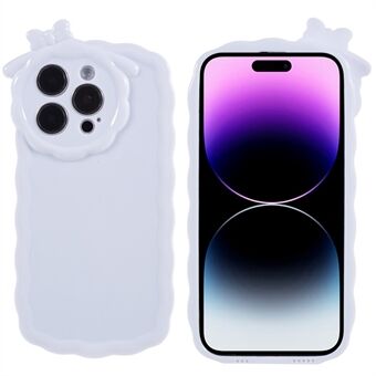 Voor iPhone 14 Pro TPU-telefoonhoes met 3D Cartoon Monster-ontwerp Effen witte beschermende telefoonhoes