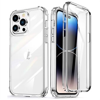 Voor iPhone 14 Pro Soft TPU Frame Hard Acryl Back Clear Phone Case Air-Guard Hoeken Scratch Cover met PET Screen Protector