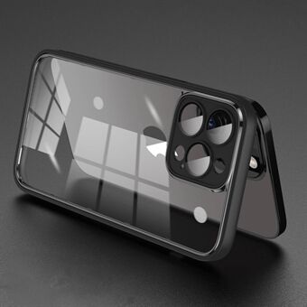 Voor iPhone 14 Pro Anti-vingerafdruk Back Protector Cover Galvaniseren PC + TPU telefoonhoes met lensfilm