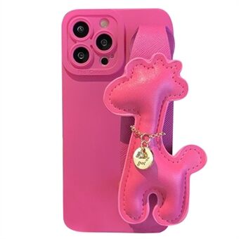 Valbestendig TPU-telefoonhoesje voor iPhone 14 Pro, Scratch mobiele telefoonhoes met giraffe-polsband