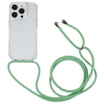 Mobiele telefoonhoes voor iPhone 14 Pro, TPU + acryl beschermende telefoonhoes met draagkoord