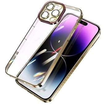 Voor iPhone 14 Pro harde pc-telefoonhoes galvaniseren kristalheldere telefoonhoes met cameralensbeschermer