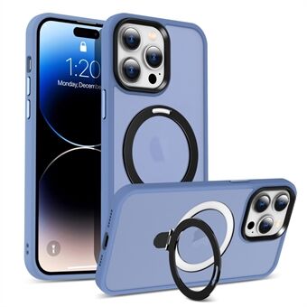 Voor iPhone 14 Pro Magnetische telefoonhoes Compatibel met MagSafe PC + TPU Ring Kickstand beschermhoes