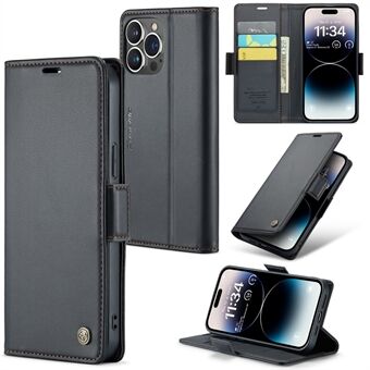 CASEME 023-serie voor iPhone 14 Pro PU-leer RFID-blokkerende telefoonhoes Stand Wallet Flip Cover
