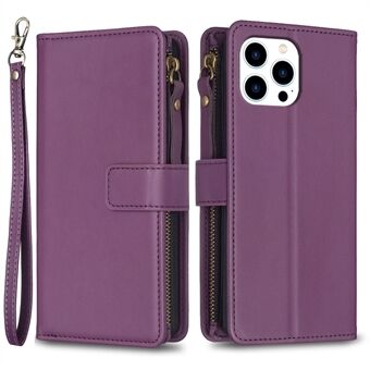 BF Style-19 voor iPhone 14 Pro Ritsvak PU-leer + TPU-telefoonhoes Stand Wallet Cover
