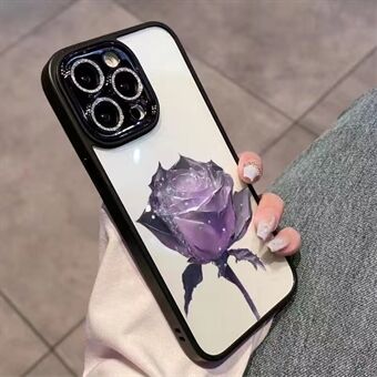 Voor iPhone 14 Pro Shockproof Fantasy Crystal Rose Case Glitter Camera Ring TPU Telefoon Cover met Lens Film