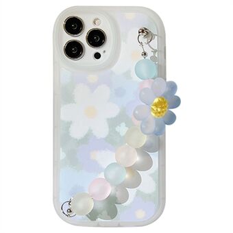 TPU-telefoonhoes voor iPhone 14 Pro , bloemenpatroon decor telefoonhoes anti- Scratch shell met kralenketting