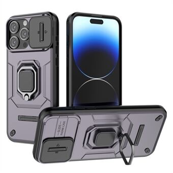 Anti- Scratch Shell voor iPhone 14 Pro , PC+TPU Telefoonhoesje Dia Lensbescherming Kickstand Achterkant