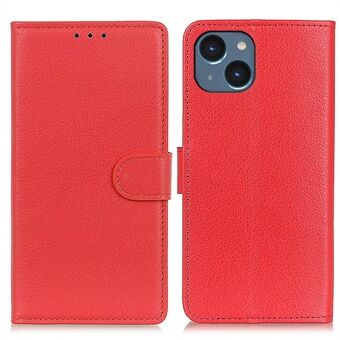 Voor iPhone 14 Plus 6.7 inch Litchi Textuur Anti-valbescherming PU Lederen Cover Stand Magnetische Portemonnee Mobiele Telefoon Case: